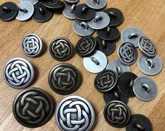 Metal Knot Shanked Button 3 sizes & 2 colours