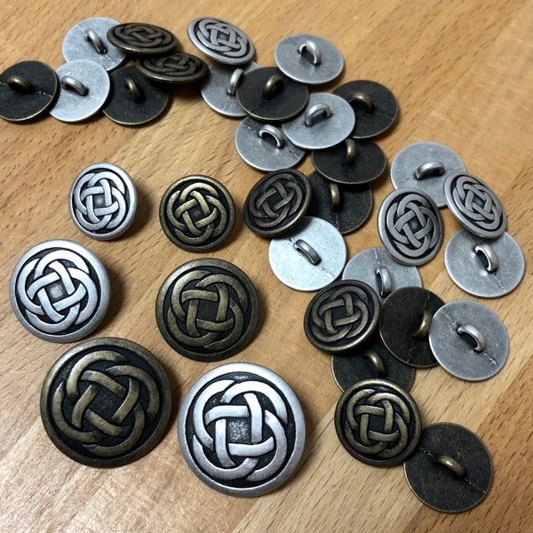 Metal Knot Shanked Button 3 sizes & 2 colours