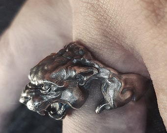 Jaguar | Black Panther | Puma | Big Cat Ring | 925 Sterling Silver | For Men Women