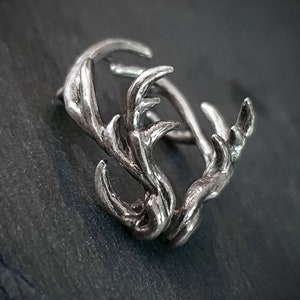 Forest Magical Deer Horns Antler wrap adjustable Ring | 925 Sterling Silver + Brass | For Men Women