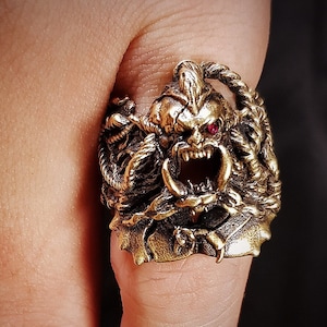 Orc Berserker Ring 925 Sterling Silver image 1