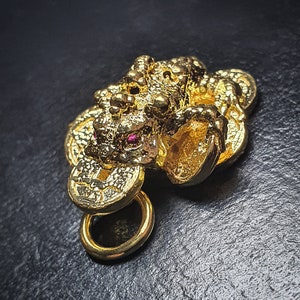 Greedy Money Toad JinChan 金蟾  Feng Shui Three legged Lucky Frog Pendant Charm Necklace  | Brass / 925 Sterling Silver / Gold