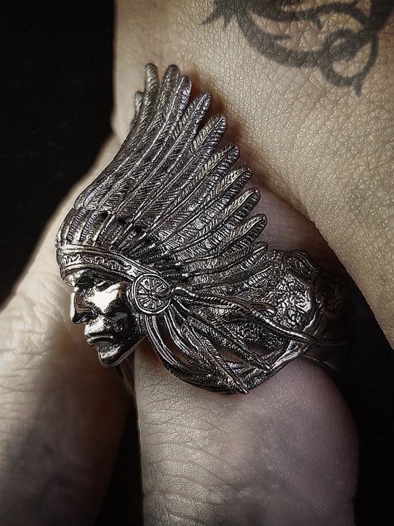 Elaborate Navajo Sterling Silver Skull Ring Native American Elaborate Navajo Sterling Silver Skull Ring Native American