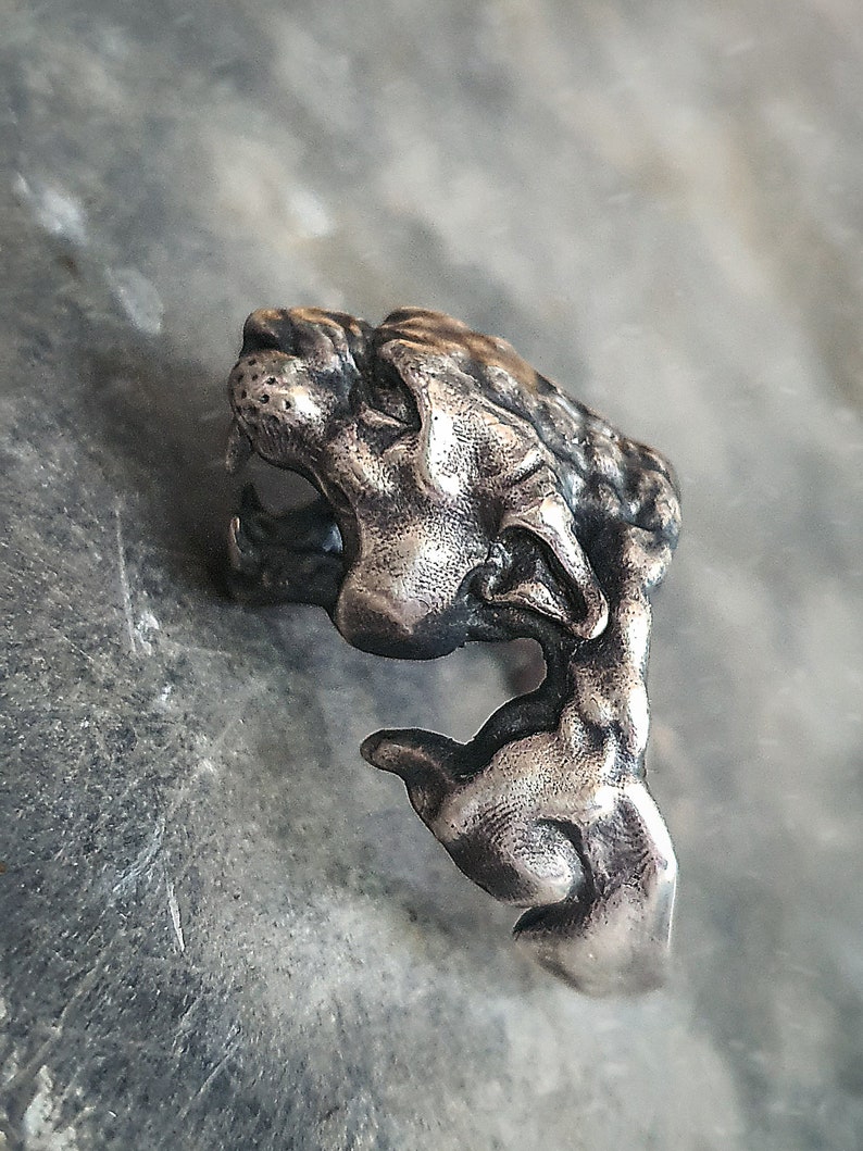 Jaguar Panther Puma Sterling Silver Ring with Ruby eyes