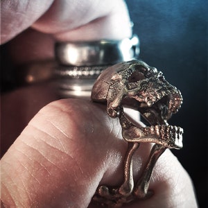 Screamer adjustable unique punk Skull Skeleton Rib cage Ring | Brass / 925 Sterling Silver | For Men Women