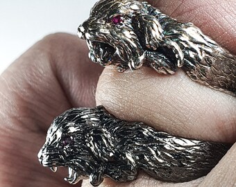 Cute Feisty Bunny Wild Rabbit Hare furry Animal Ring | 925 Sterling Silver | For Women For Her
