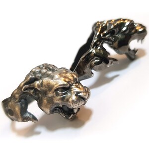 Jaguar Panther Puma Sterling Silver Ring with Ruby eyes