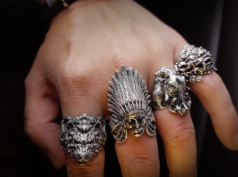 Balinese Barong Sterling Silver Lion Ring