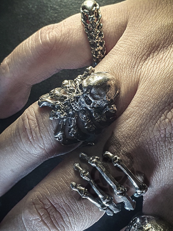 Gothic Decorative Rib Cage Adjustable Skull Ring Brass and - Etsy