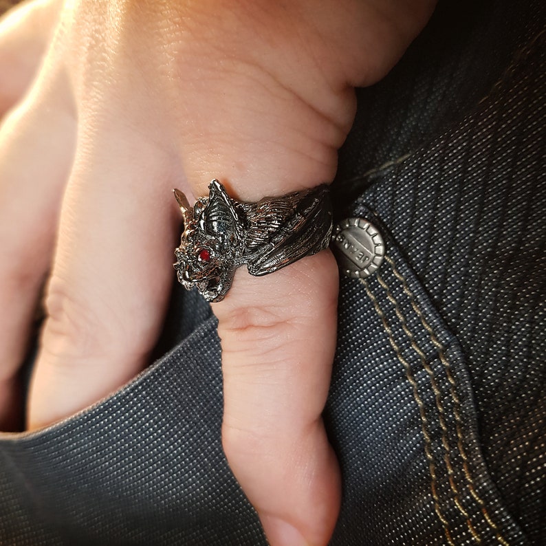 Vampire Bat Sterling Silver Ring Etsy