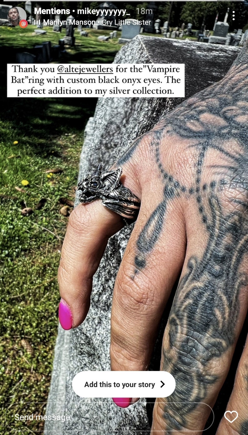 Anillo gótico de murciélago vampiro / Anillo de animales / Plata de ley 925 / Para hombres y mujeres imagen 10