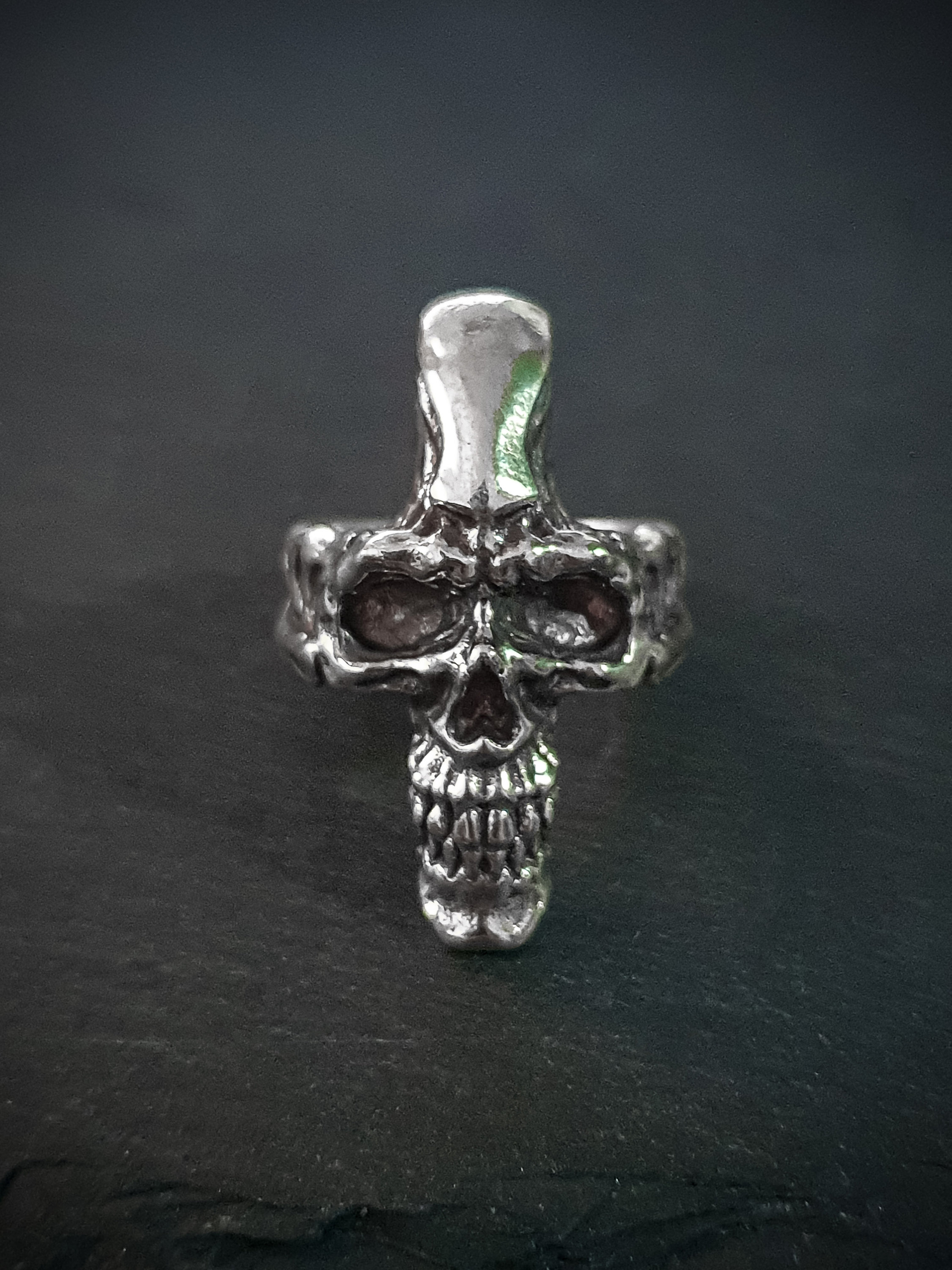 Cross Face Gothic Skull Ring | 925 Sterling Silver | for Men Women