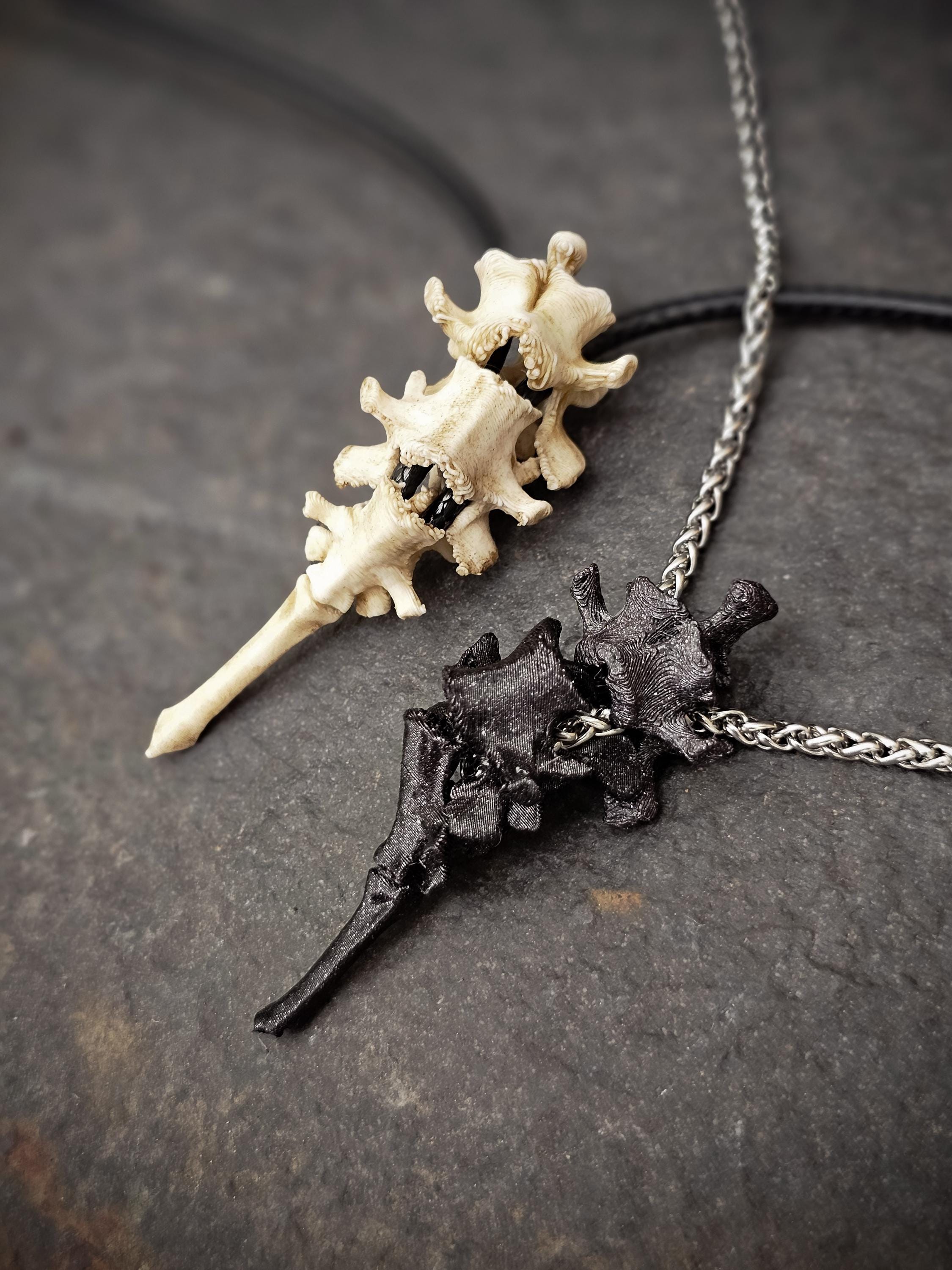 Vertebrae Spinal Pendant | Modular Skeleton Bone Cord Necklace | 3