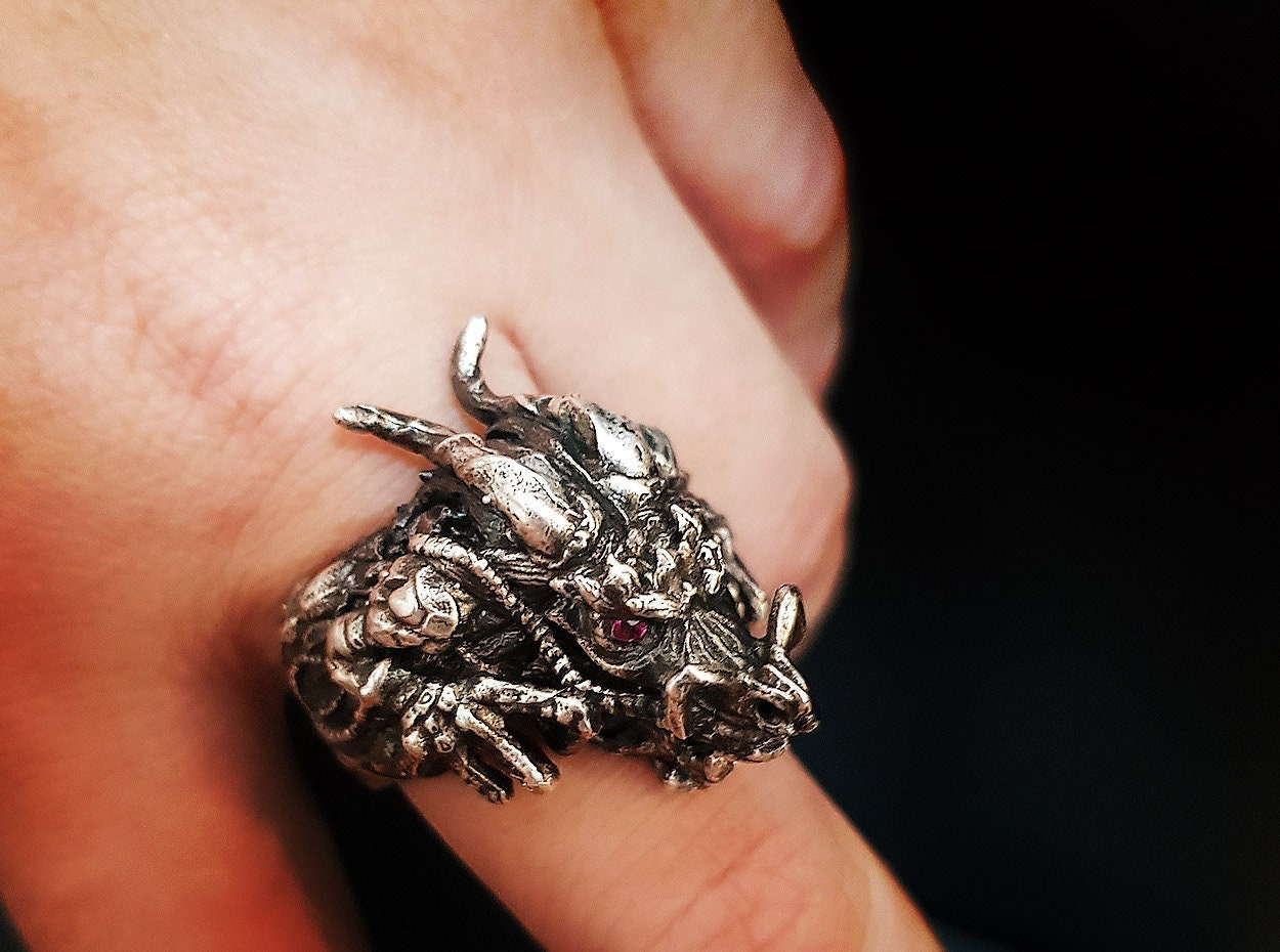 flying Dragon Ring silver sterling celtic gothic animal Fantasy Jewelr –  Jack's Club