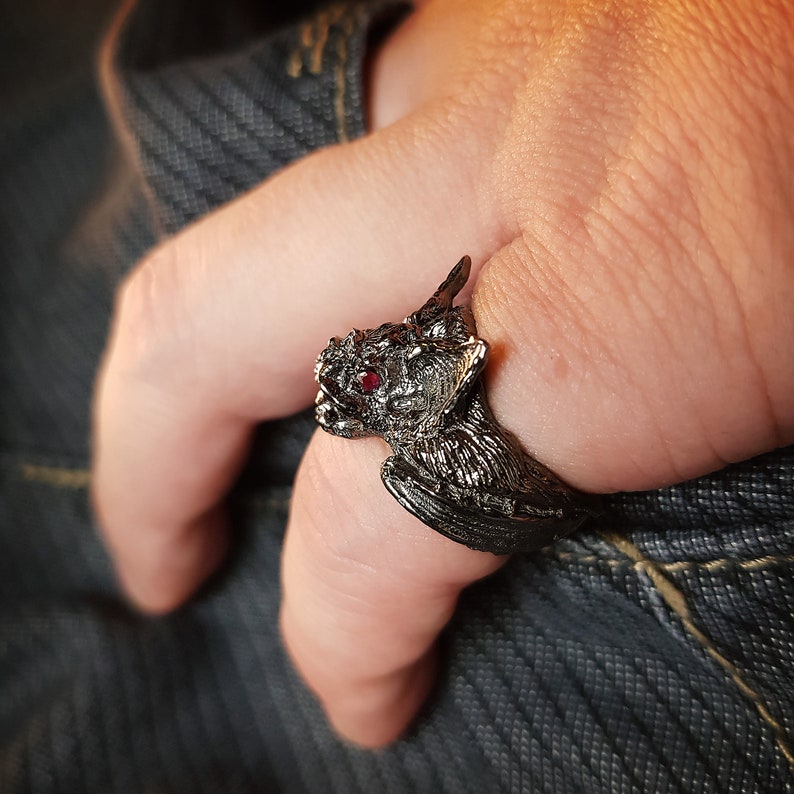Gothic Vampire Bat Ring | Animal Ring | 925 Sterling Silver | for Men ...