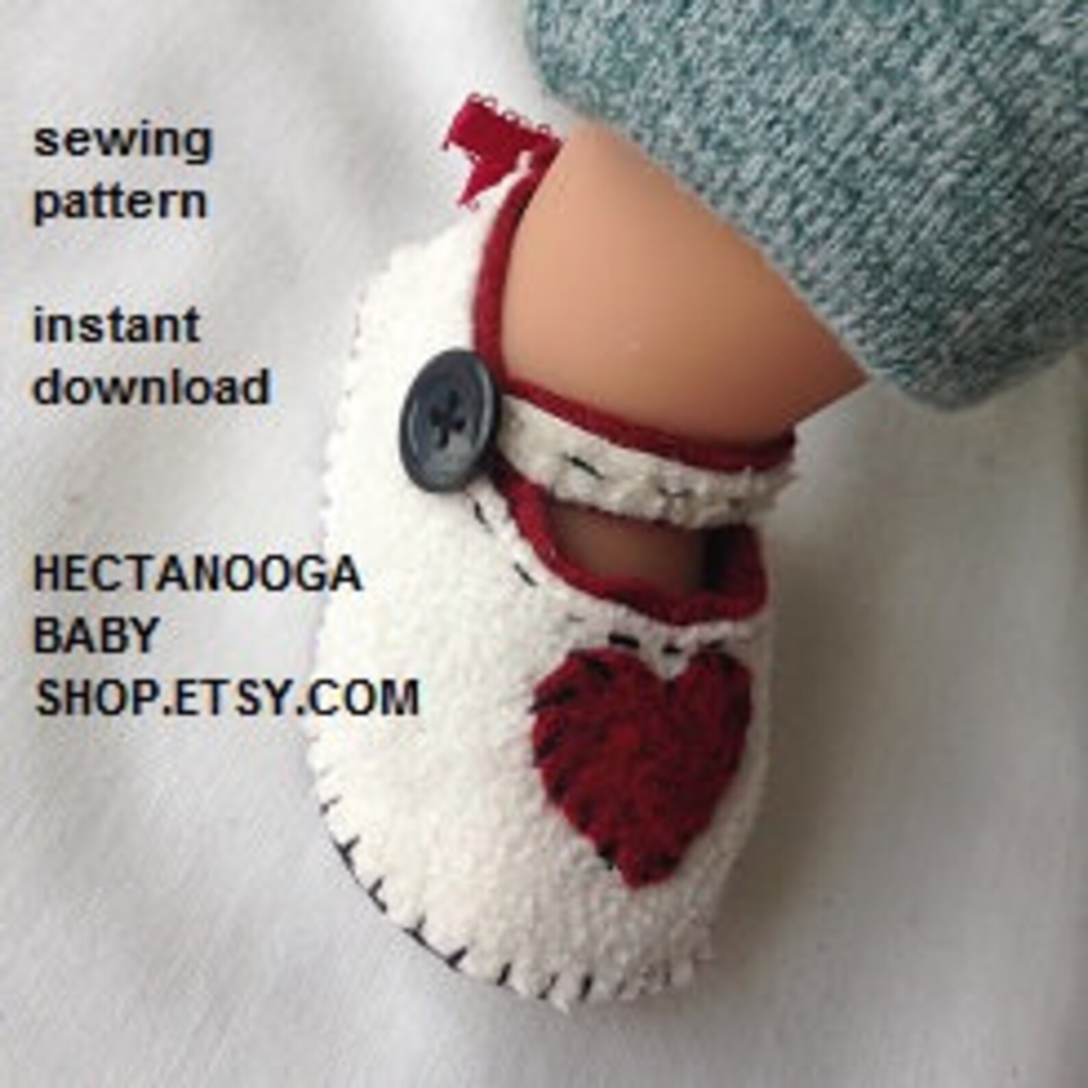 SEWING PATTERNS, Little Baby Shoes, Felt Shoes or Fleece Shoes, Hand Sewn, Quick to Make, Baby's