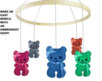 BABY'S FIRST TEDDY Bear,  instant download sewing pattern. Felt toy,  any size, baby shower gift, new baby gift, Christmas ornament, H0011