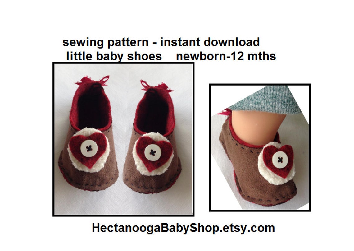 SEWING PATTERNS, Little Baby Shoes, Felt Shoes or Fleece Shoes, Hand Sewn, Quick to Make, Baby's