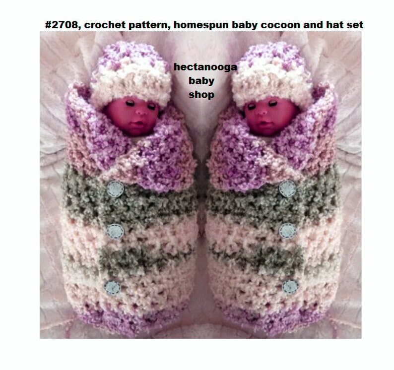 Baby Cocoon and Hat Set Crochet Pattern 2708 Easy and Etsy