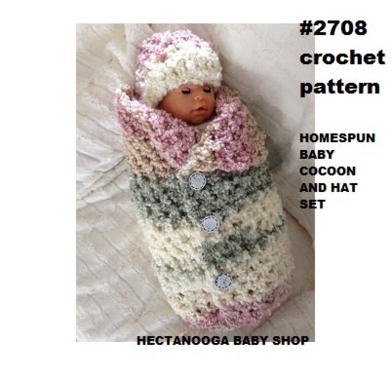 Baby Cocoon and Hat Set Crochet Pattern 2708 Easy and Etsy