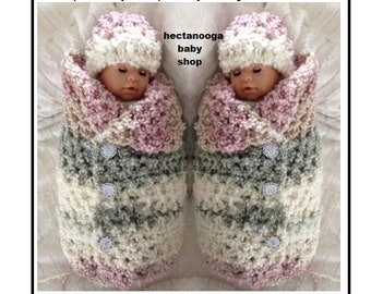 Baby Cocoon and Hat set Crochet Pattern 2708 Easy and quick pattern Photo prop. Instant download baby blanket sleeping bag