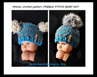 Crochet baby hat, pdf  instant download pattern, crochet hat pattern, crochet for babies, 2 styles-1 pattern, Easy pattern, #H008