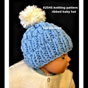 knit baby hat pattern, easy beginner knitting patterns, baby clothing, baby accessories, new baby gift, #2545, newborn - 4 momths