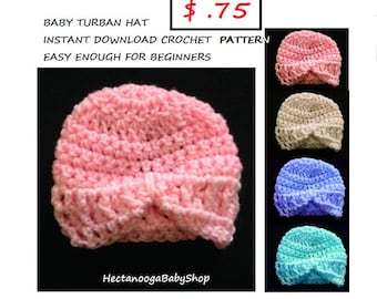 crochet baby hat pattern, BABY TURBAN HAT, beanie, easy beginner pattern, newborn-3months, new baby gift, baby shower gift, baby clothing