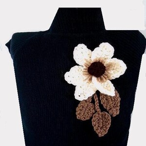 Crochet FLOWER PATTERN, MAGNOLIA, leaves, crochet pattern, applique, trims, Crochet Flower Applique Sewing and Knitting embellishments, CF01 image 5