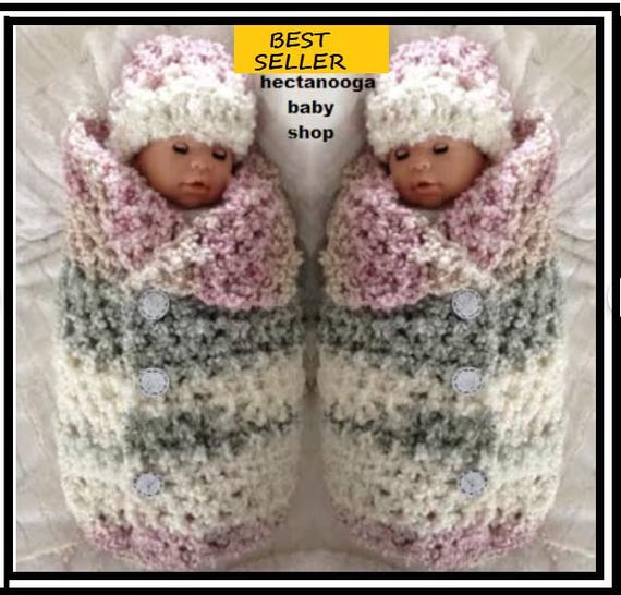 Baby Cocoon and Hat set, Crochet Pattern, #2708, Easy and quick pattern, Photo prop. Instant download, baby blanket, sleeping bag