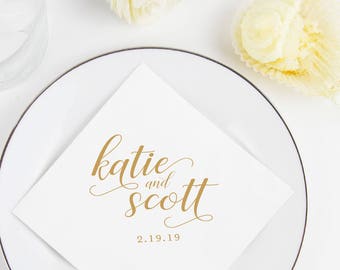 First Name Personalized Wedding Napkins | Bridal Shower | Rehearsal Dinner | Engagement Party | Custom Bar Napkins | Custom Wedding Napkins