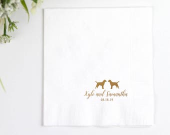 Personalized Wedding Napkins, Bridal Shower, Rehearsal Dinner, Engagement Party, Custom Bar Napkins, Custom Wedding Napkins, Dog Napkins