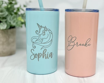 Girl's Personalized Tumbler, Laser Engraved, Custom Tumbler - Engraved Tumbler - Custom Skinny Tumbler - Stainless Steel - Cups for Kids