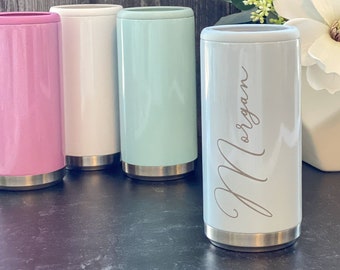 Personalized Skinny Can Coolers, Laser Engraved, Skinnies, Custom Seltzer Can Cooler, Slim Can Cooler, Bridal Party Gift, Girl's Trip Gift