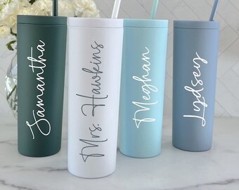 Personalized Acrylic Skinny Tumbler, Custom Printed Tumbler, Travel Mug, Corporate Gifts, Monogram Tumbler