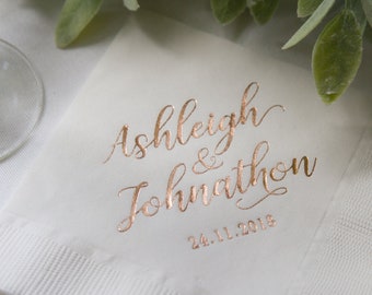 First Name Personalized Wedding Napkins | Bridal Shower | Rehearsal Dinner | Engagement Party | Custom Bar Napkins | Custom Wedding Napkins
