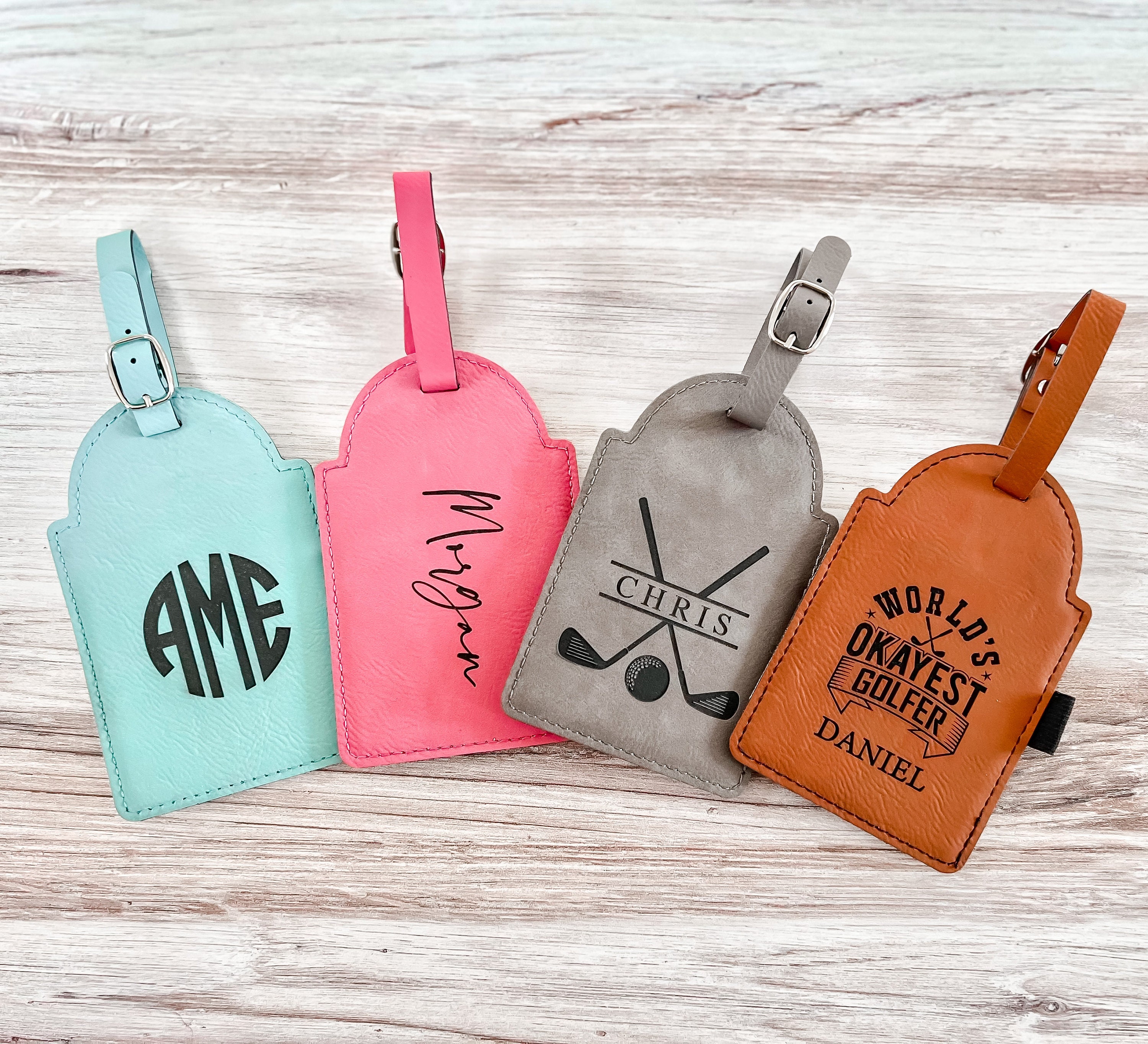 Personalized Golf Bag Tag With Tees Engraved Leather Golf Bag Etsy