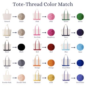 the tote - thread color match is shown in different colors