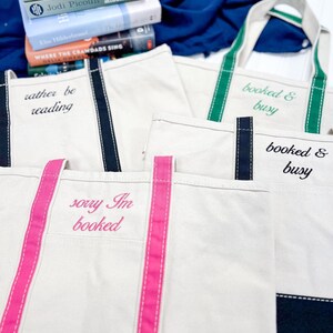 Personalized Book Lover Tote: Canvas Bag with Zip and Key Clip image 4