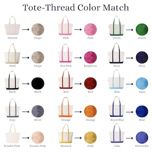 the tote - thread color match is shown in different colors