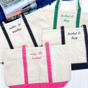 Personalized Book Lover Tote: Canvas Bag with Zip and Key Clip image 3