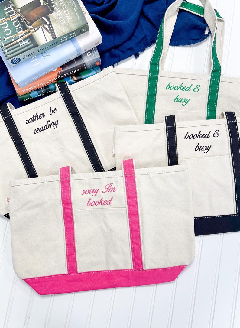 Personalized Book Lover Tote: Canvas Bag with Zip and Key Clip image 3
