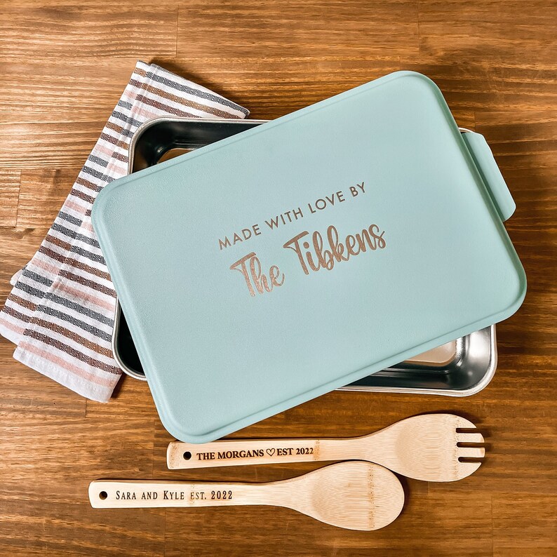 Made With Love From Engraved Cake Pan, Personalized Cake Pan, Cake Pan, Bakers Gift, Baking Pan, Housewarming, Gift For Her, Kitchen Gift image 1