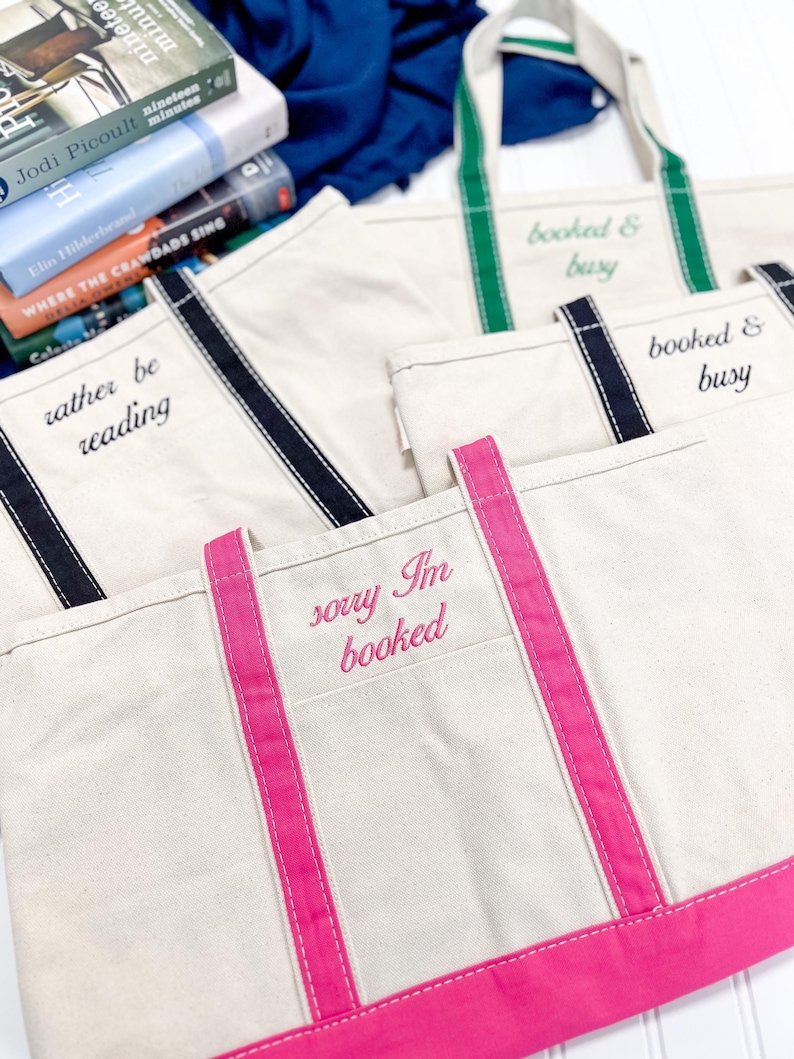 Personalized Book Lover Tote: Canvas Bag with Zip and Key Clip image 1
