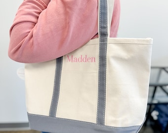 Embroidered Personalized Boat Tote Bag - Gift for Her, Gift for Mom, Bridesmaid Gift, Bride Gift, Travel Bag, Personalized Gift