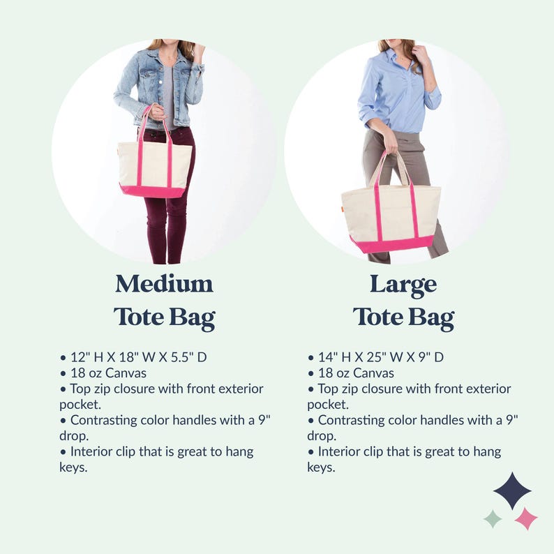 a woman holding a large tote bag and a smaller tote bag