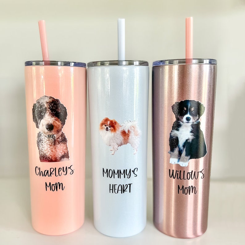 Custom Pet Photo Skinny Metal Tumbler, Custom Photo Tumbler, Travel Mug, Corporate Gifts, UV Printed Tumbler, Pet for Gift Lover image 3