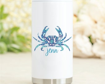 Preppy Crab Skinny Can Coolers, Seltzer Can Cooler, Slim Can Cooler, Bridal Party Gift, Girl's Trip Gift