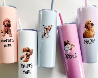 Custom Pet Photo Skinny Metal Tumbler, Custom Photo Tumbler, Travel Mug, Corporate Gifts, UV Printed Tumbler, Pet for Gift Lover