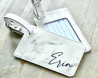 Personalized Leather Luggage Tags, Laser Engraved Luggage Tags, Personalized Gift for Dad, Leatherette Luggage Tags, Gift for Traveler